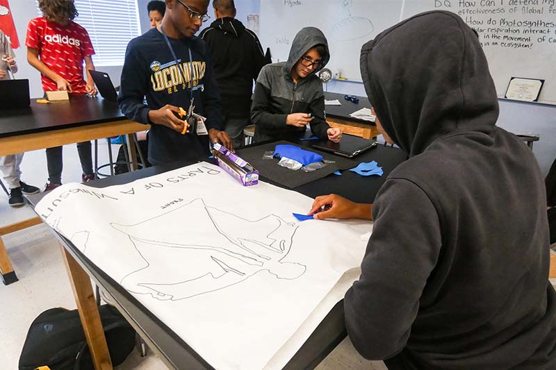 students drawing poster